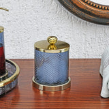 Transparent Cotton Swab Glass Jar (Blue & Gold)