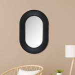 Decorative Lines Oval Mirror (Black)