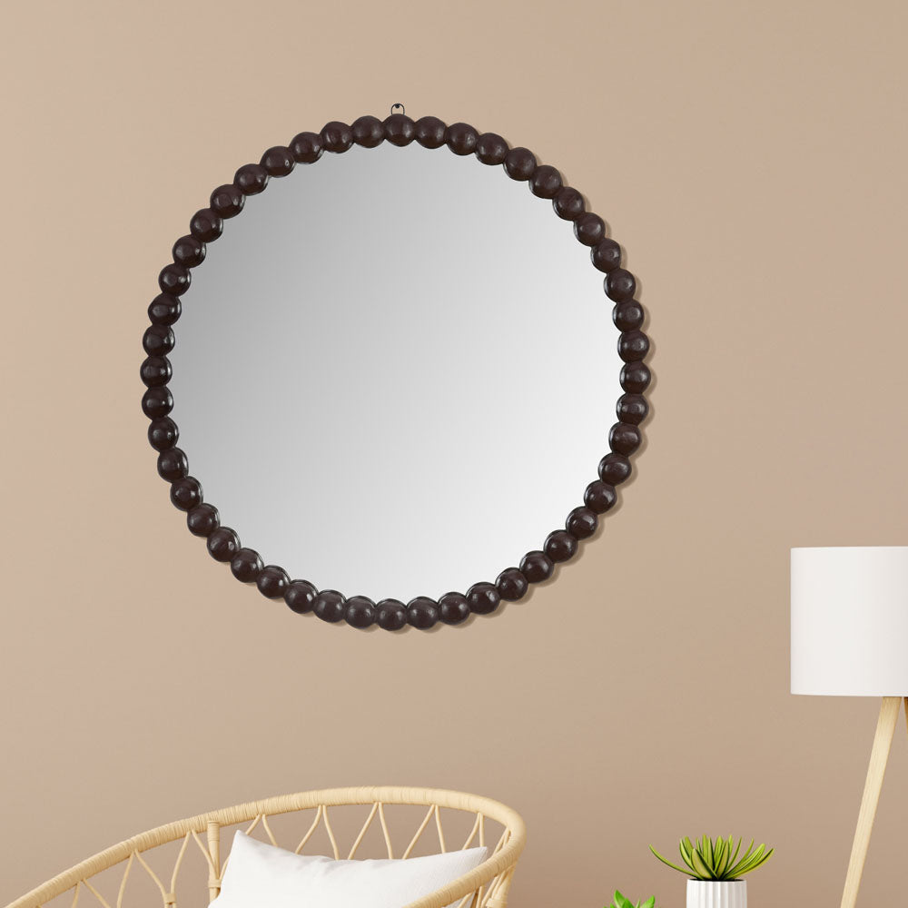 Decorative Balls Round Mirror (Brown)