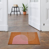 Arches Design Polyester 16' x 24' Anti-Slip Door Mat (Brown & Pink)