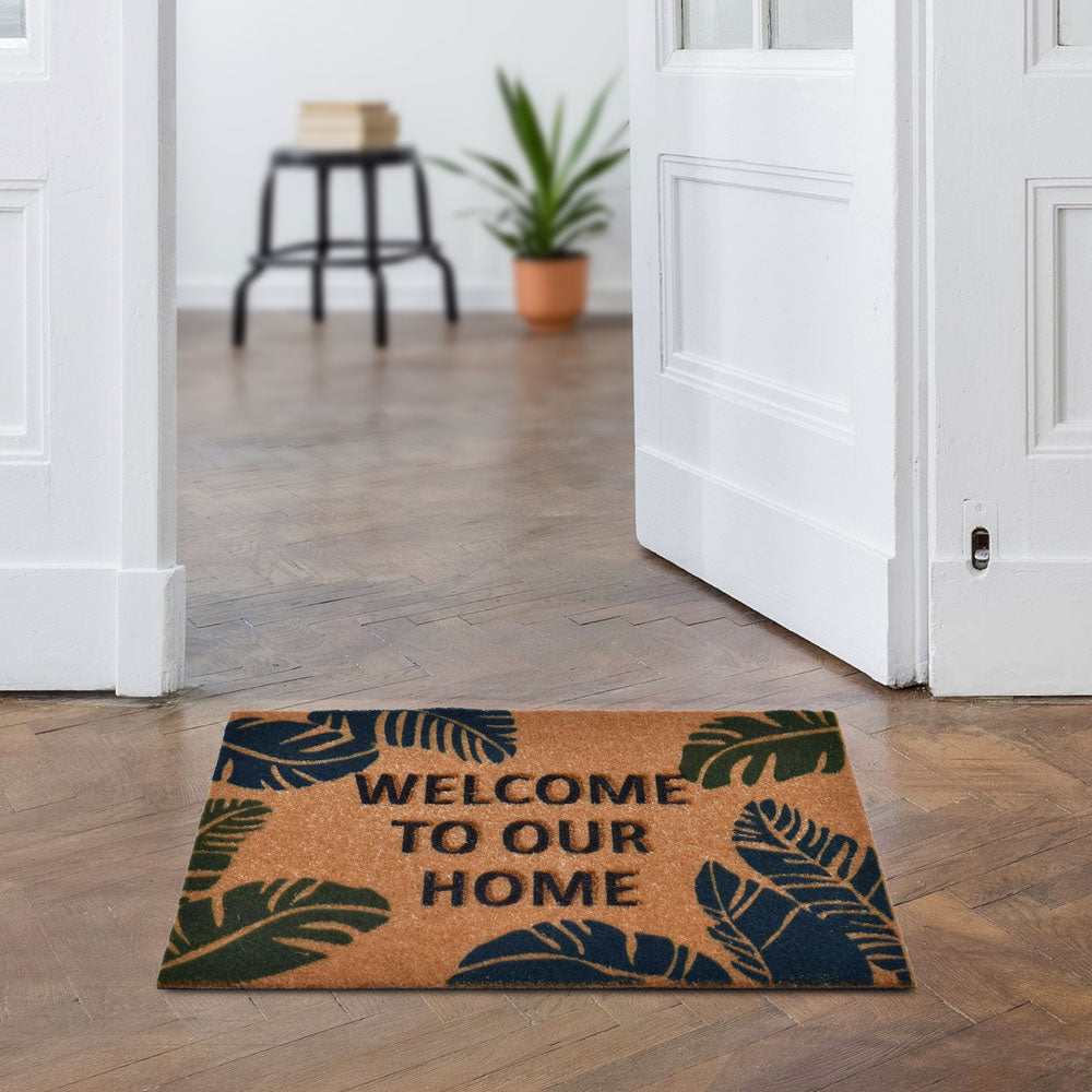 Welcome Printed Polyester 16' x 24' Anti-Slip Door Mat (Brown)