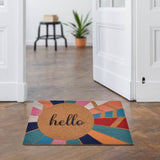 Nilkamal Abstract Hello Printed Polyester 16' x 24' Anti-Slip Door Mat (Multicolor)