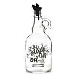 Transparent 1000 ml Glass Oil Dispenser Bottle (Transparent & Black)