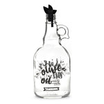 Transparent 1000 ml Glass Oil Dispenser Bottle (Transparent & Black)