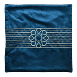 Embroidered Cotton Polyester 16' x 16' Cushion Cover (Blue)