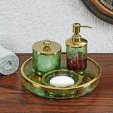 Nilkamal Transparent Glass Bathroom Accessories Tray Green Gold