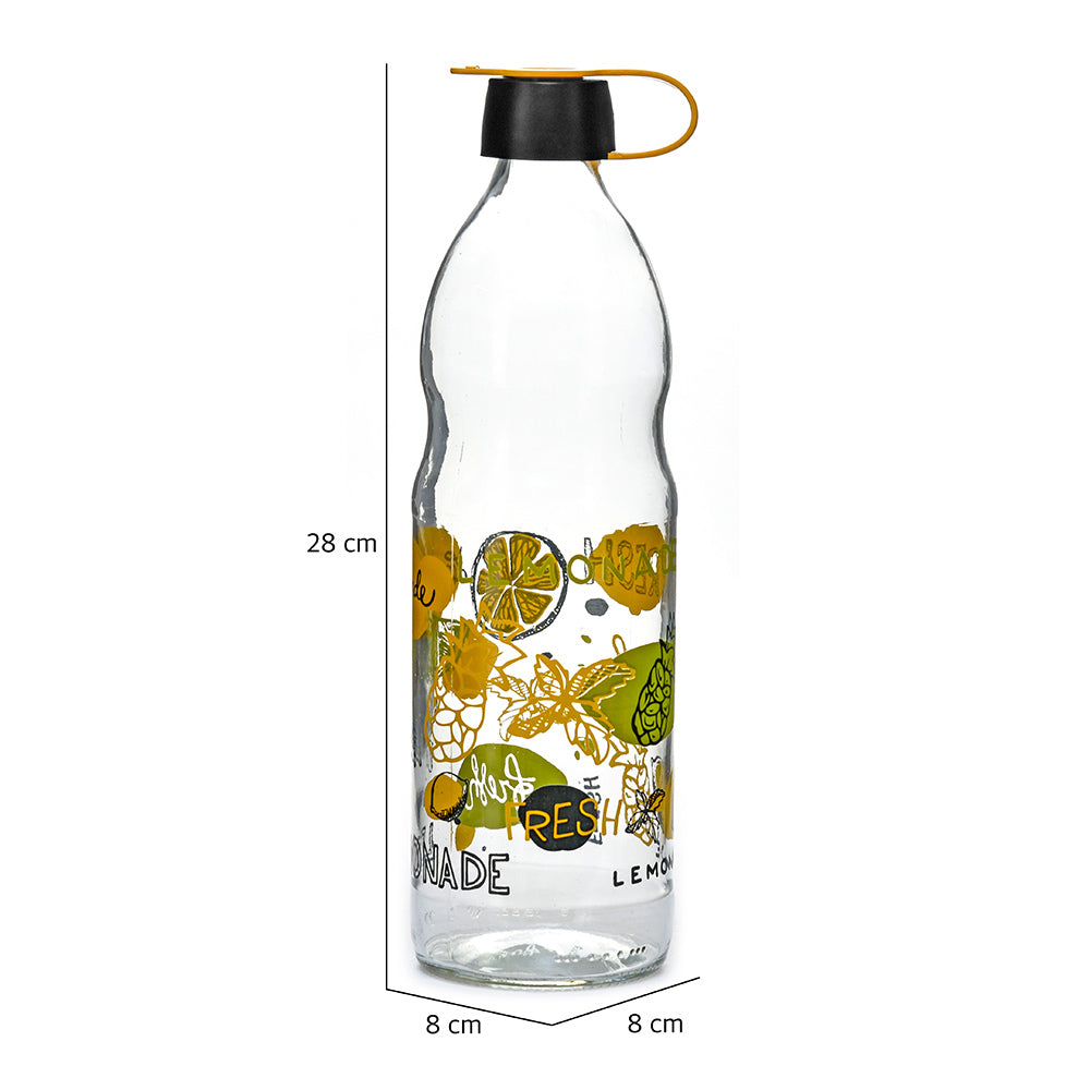 Transparent 1000 ml Glass Water Bottle (Yellow)