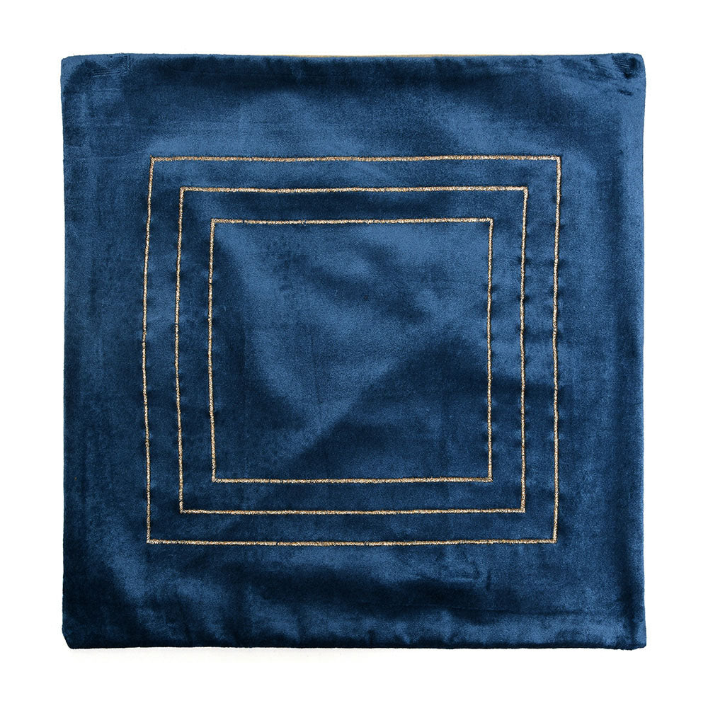 Solid Cotton Polyester 16' x 16' Cushion Covers Set of 2 (Blue)