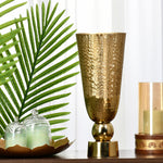 Criss Cross Textured Round Base Metal Small Vase (Gold)