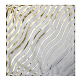 Wavy Polyester 16" x 16" Cushion Cover (Off White & Gold)