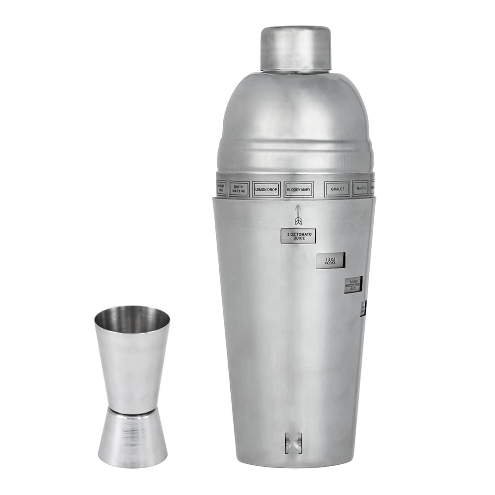 Arias by Lara Dutta Stainless Steel Receipe Shaker With Measurer Set of 2 (Silver)