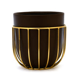 Metal Jali Planter 15 cm (Brown & Gold)