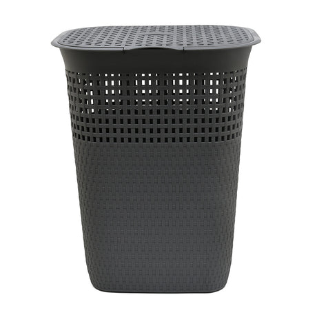 Rectangular 55 L Polypropylene Laundry Basket with Lid (Grey)