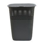 Rectangular 55 L Polypropylene Laundry Basket with Lid (Grey)