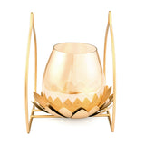 Single Lotus Metal & Glass Votive (Gold)