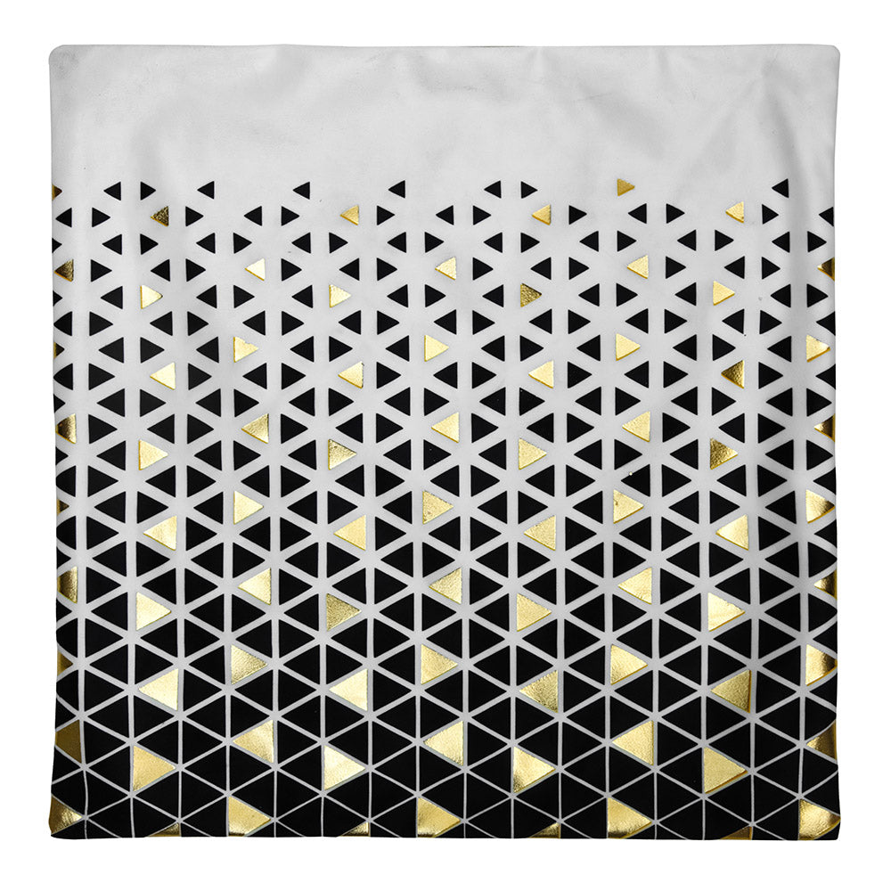 Abstract Polyester 16" x 16" Cushion Cover (Off White & Gold)