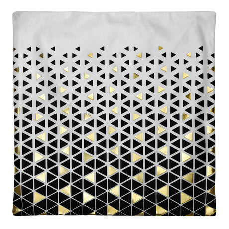 Abstract Polyester 16" x 16" Cushion Cover (Off White & Gold)