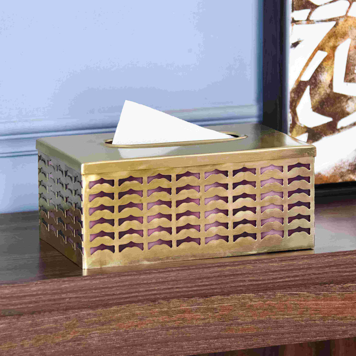 Rectangular Metal Tissue Holder Box (Gold)