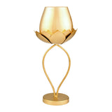 Decorative Lotus Metal & Glass Large Candle Holder (Gold)