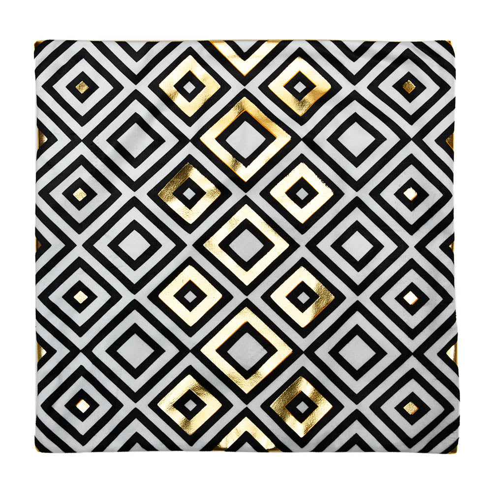 Geometric Polyester 16' x 16' Cushion Cover (Off White & Gold)