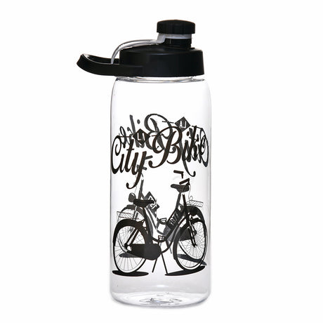 City Bike Print 1000 ml Sports Water Bottle (Black)