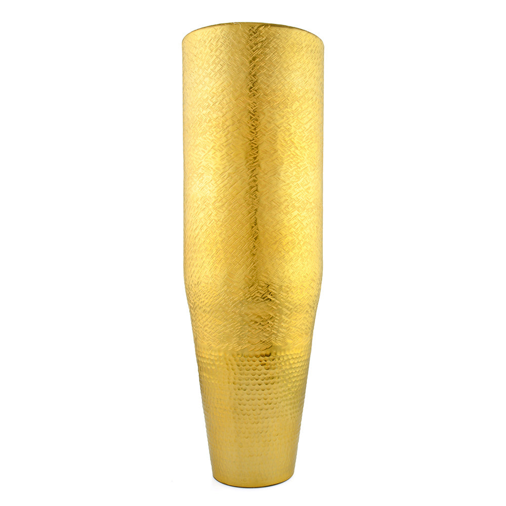 Decorative Metal Narrow Tumbler Floor Vase (Gold)