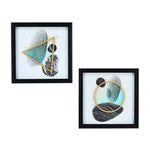 Acrylic Glass Art Paintings Set of 2 (Green, Black & Gold)