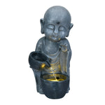 Buddha Pouring Water Decorative Polyresin Water Fountain (Grey)