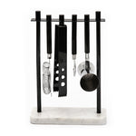 Arias by Lara Dutta Stainless Steel Bar Tools Set of 4 With Stand (Black & White)