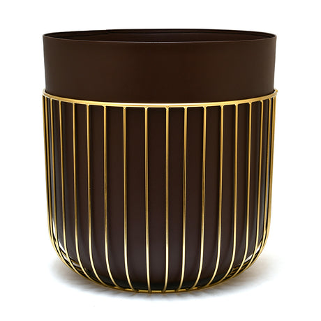 Metal Jali Planter 31 cm (Brown & Gold)