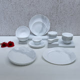 Arias by Lara Dutta Fluted Graphite Snow Dinner Set - 33 Pieces