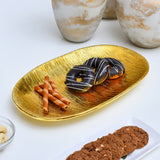 Glaze Oval Ceramic Decorative Platter (Gold)