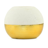 Decorative Glaze Round Ceramic Votive (Cream & Gold)