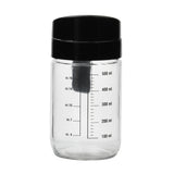 Transparent 660 ml Glass Oil Measure Jar With Lid (Transparent & Black)