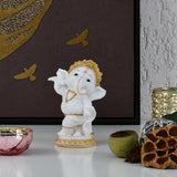 Nilkamal Ganesha Dancing Decorative Polyresin Showpiece (White & Gold)