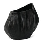 Decorative Wavy Small Metal Vase (Black)