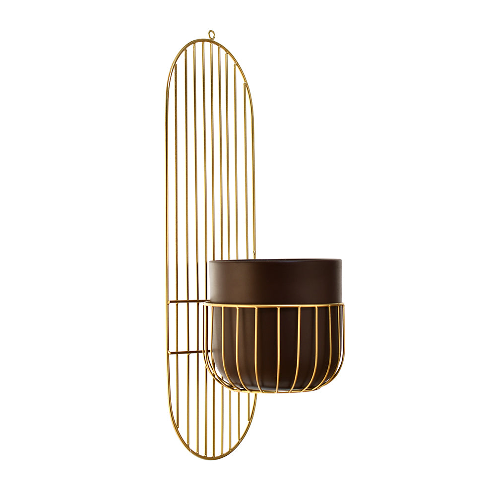 Metal Wall Mounted Planter (Brown & Gold)