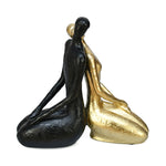 Sitting Couple Decorative Polyresin Showpiece (Black & Gold)