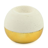 Decorative Glaze Round Ceramic Votive (Cream & Gold)