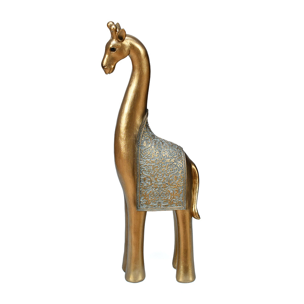 Giraffe Decorative Polyresin Showpiece (Grey & Gold)