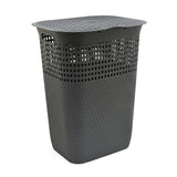 Rectangular 55 L Polypropylene Laundry Basket with Lid (Grey)