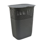 Rectangular 55 L Polypropylene Laundry Basket with Lid (Grey)