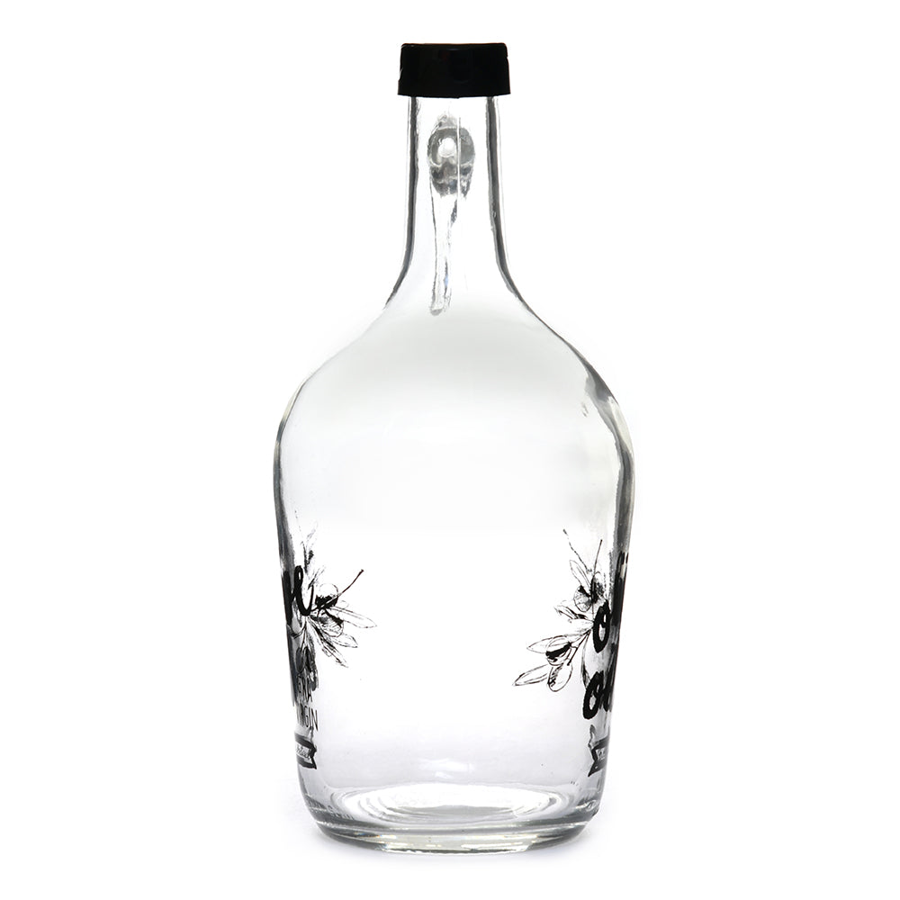 Transparent 1500 ml Glass Oil Dispenser Bottle (Transparent & Black)