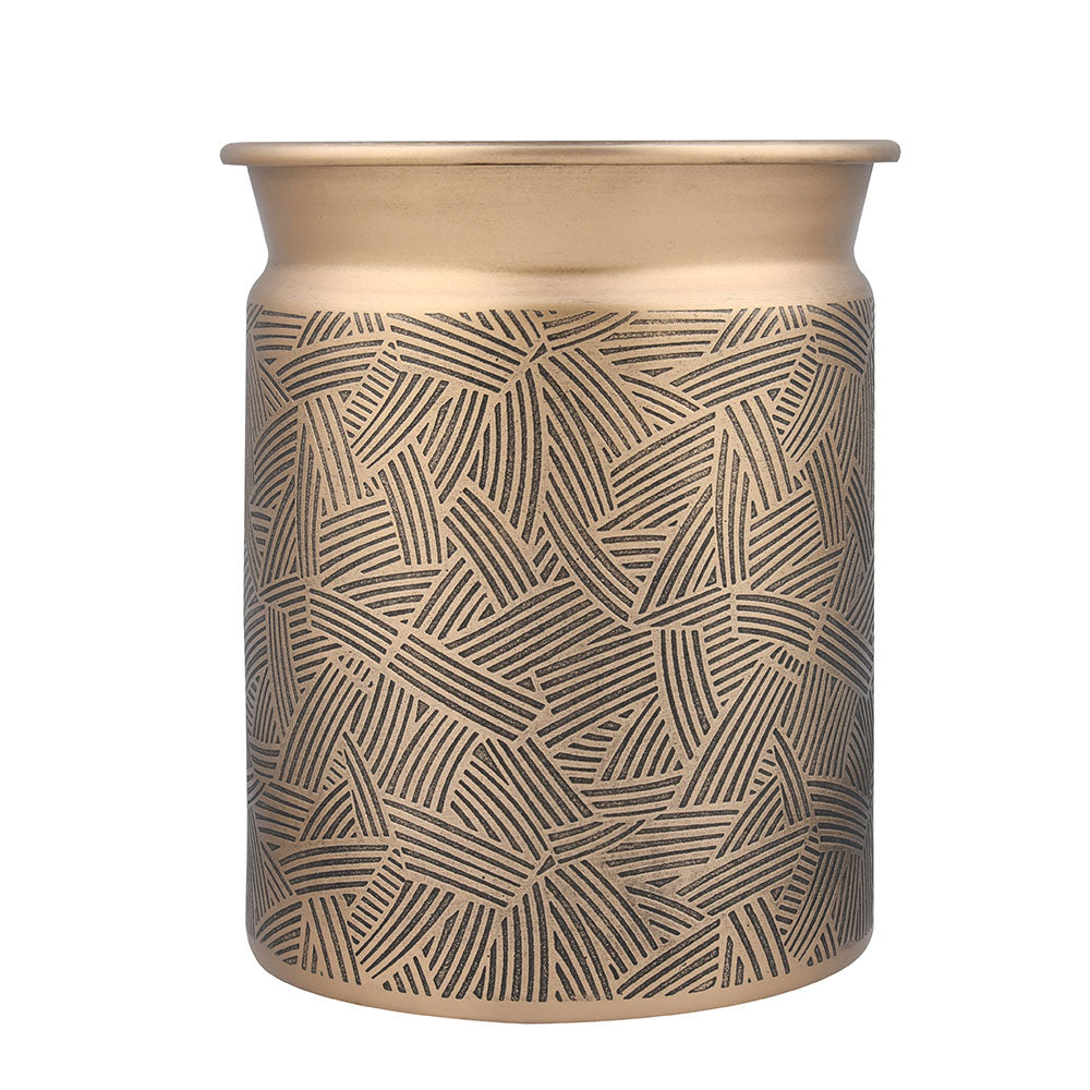 Metal 2.5 Liter Open Dustbin (Antique Gold)