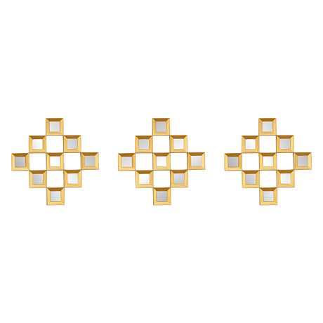 Square Shaped Decorative Mirrors Set of 3 (Gold)