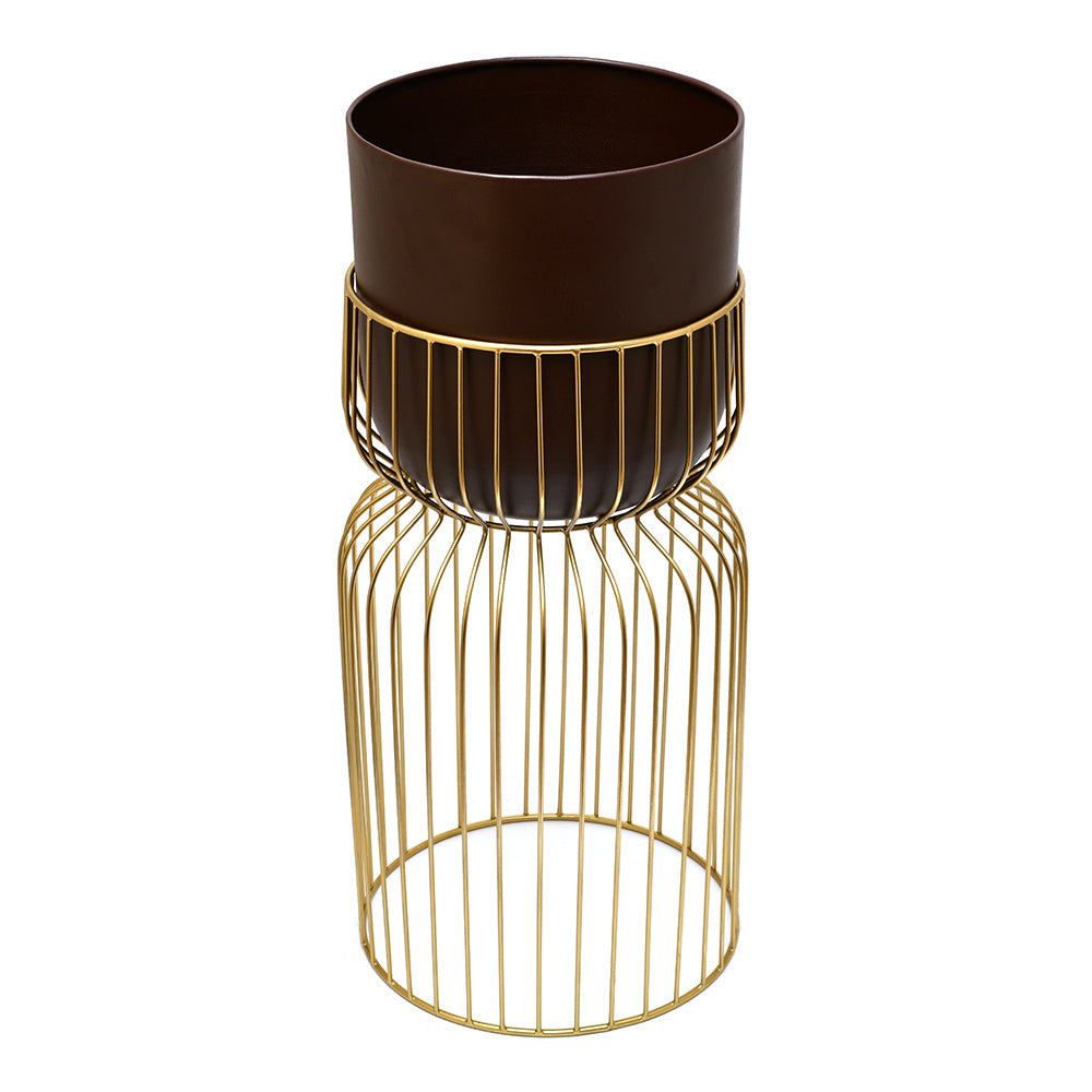 Metal Planter On Stand 58 cm (Brown & Gold)