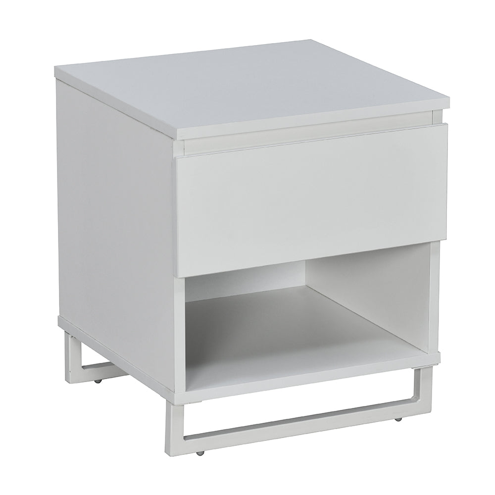 Meta Engineered Wood Nightstand (Frosty White)