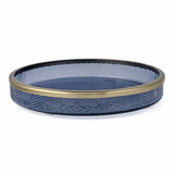 Transparent Glass Bathroom Accessories Tray (Blue & Gold)