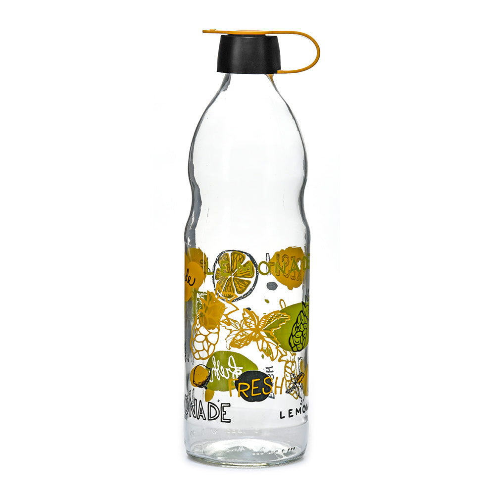 Transparent 1000 ml Glass Water Bottle (Yellow)