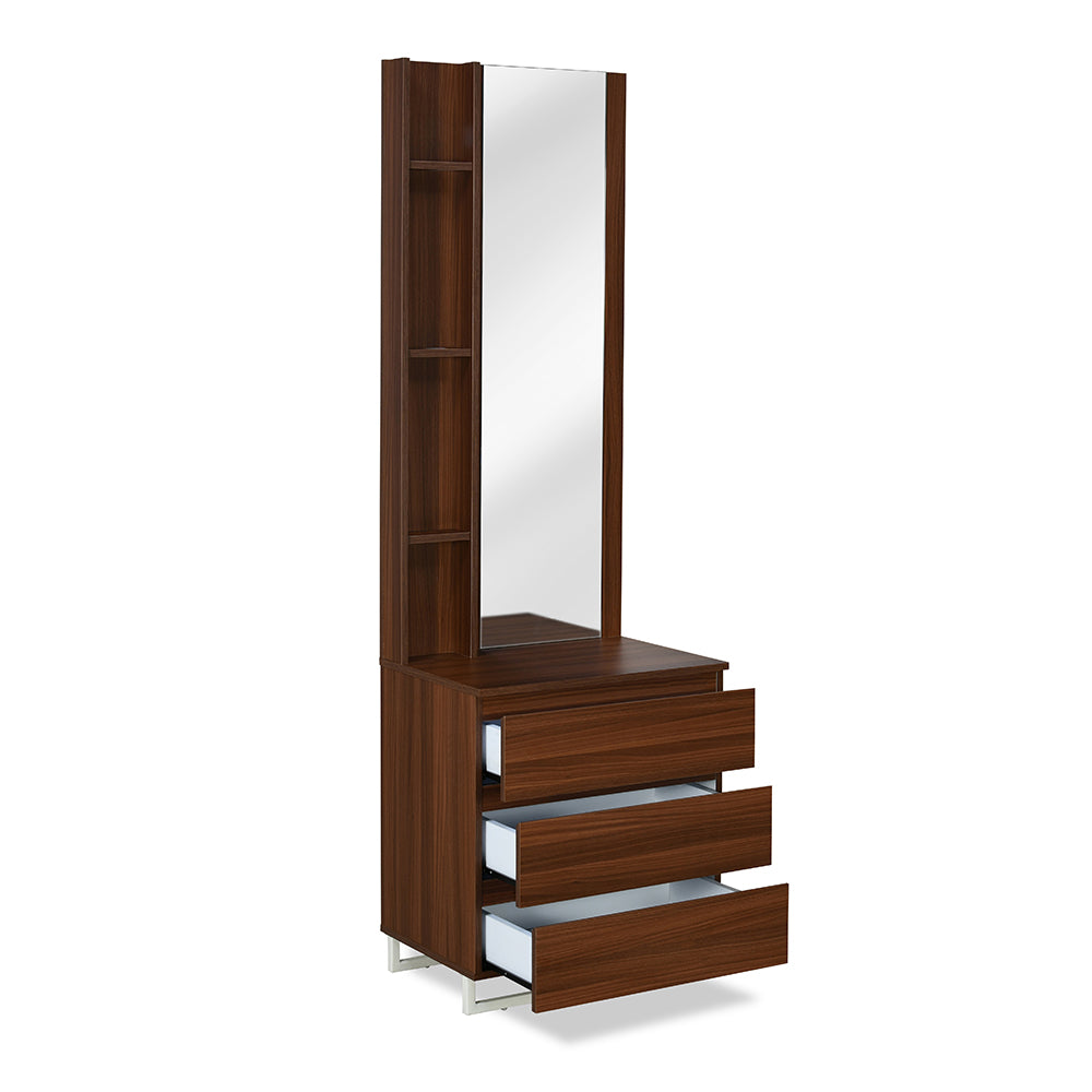 Meta Engineered Wood Dresser with Mirror (Classic Walnut)